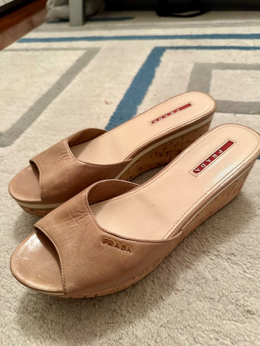 Prada Sandals beige brown cork wedge